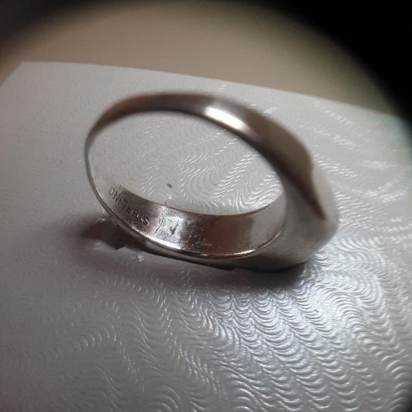 Sleeping Beauty Turquoise Inlay Sterling Band Ring - Picture 4 of 6